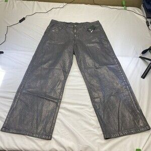 NWT Wild Fable Metallic Silver High-Rise Baggy Jeans Size 16/R